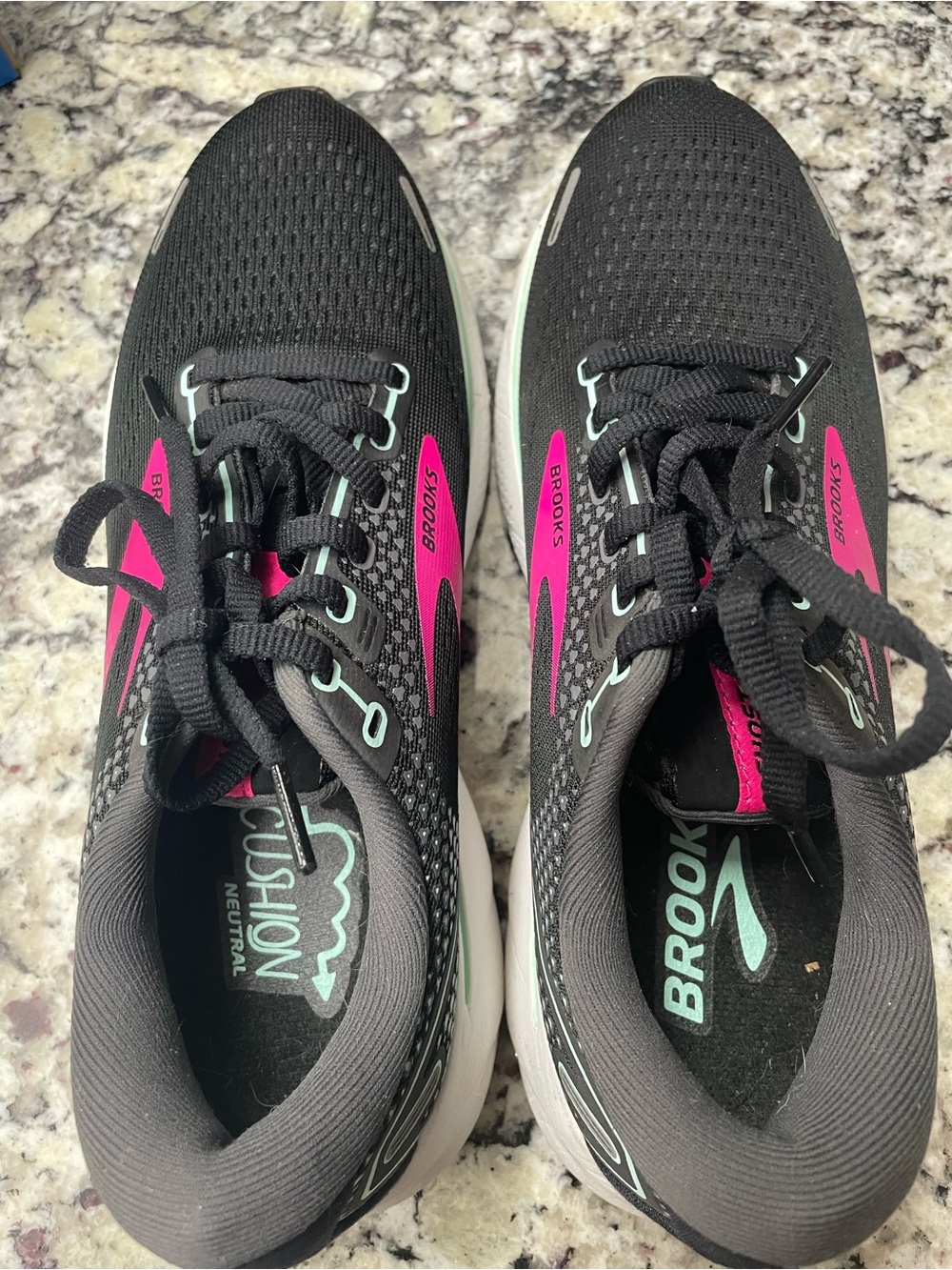 Brooks Ghost 14 Women's Black Running Shoes with Pink Accents